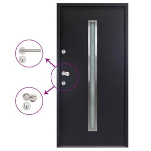 vidaXL Lumarko Aluminiowe drzwi zewnętrzne, antracytowe, 110 x 207,5 cm 3059873 - Drzwi zewnętrzne - miniaturka - grafika 1