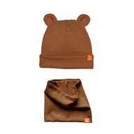 Czapki dla dzieci - Komplet Czapka MISIACZKA z kominem - brązowy - miniaturka - grafika 1