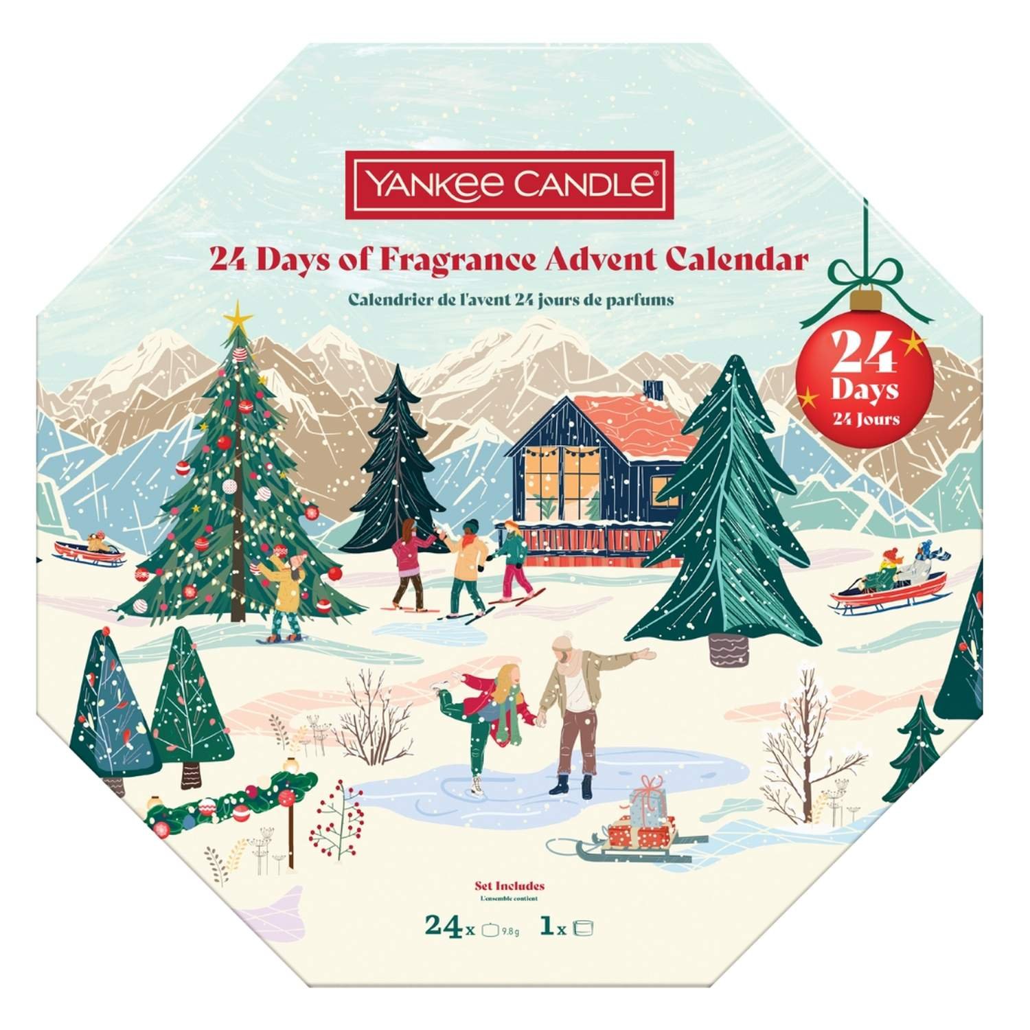 Yankee Candle Kalendarz adwentowy, 24 x Tealight + Świecznik