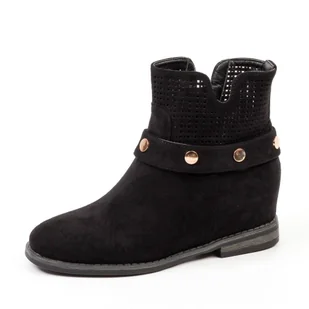 Czarne wiosenne botki damskie S.Barski 208-8 - S.BARSKI - Botki damskie - miniaturka - grafika 1