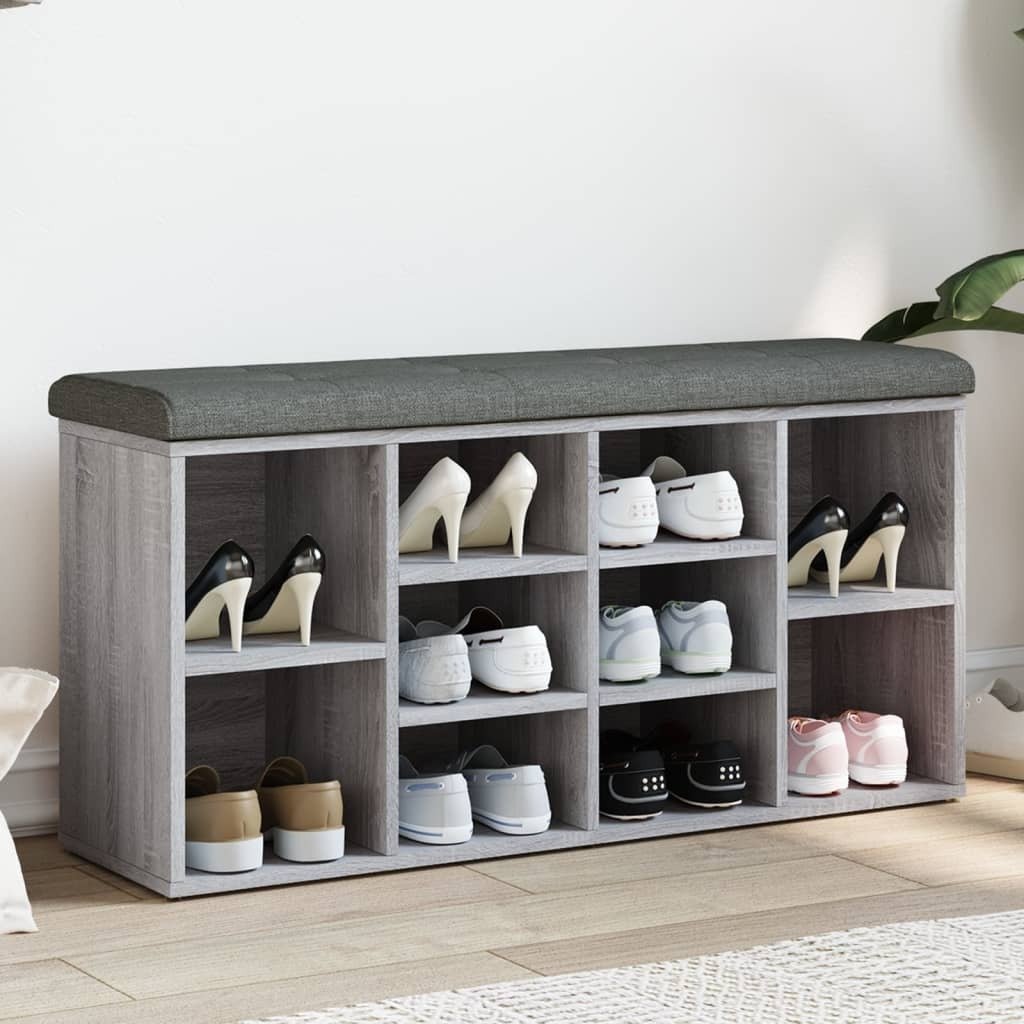 The Living Store Ławka na buty szara Sonoma 102x32x50 cm Materiał drewnopochodny