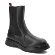 Botki damskie - Czarne Botki Tommy Hilfiger Modne Buty Damskie - miniaturka - grafika 1