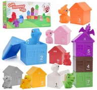Zabawki interaktywne dla dzieci - Montessori zabawki dla dzieci dinozaury w domkach nauka kolorów liczenia - miniaturka - grafika 1
