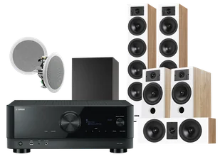 Kino domowe Yamaha RX-V6A (czarny) + Diva 6 + 3 + 7 (dąb) + RD 260 (biały) + Basso 880 (czarny) - Kino domowe - miniaturka - grafika 1