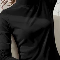 Bluzki damskie - TEMU Bluzka z długim rękawem i półstójką, stylowa i codzienna na jesień i zimę, ciepłe ubrania damskie. - miniaturka - grafika 1