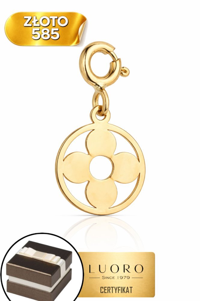 ZAWIESZKA ZŁOTA 585 14K KWIATEK W KÓŁKU 1,8 CM ELEGANCKA DELIKATNA