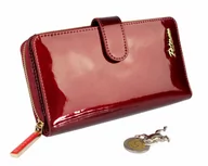 Portfele - Portfel Damski Skóra Licowa Lakierowana PETERSON Duży Z Suwakiem Piórnik Z Zapięciem BC 603 RFID 16,5 x 10,5 x 3 [cm] - miniaturka - grafika 1