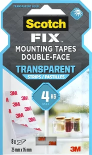 Paski Montażowe Dwustronne Przezroczyste Scotch-Fix™ 25 Mm X 76 Mm 8 Pasków - Inne mocowania - miniaturka - grafika 1