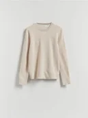 Swetry męskie - Reserved - Strukturalny sweter z bawełną - kremowy - miniaturka - grafika 1