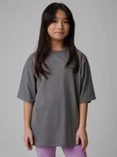 Koszulki dla dziewczynek - 4F T-shirt loose z nadrukiem dziewczęcy - szary 158/164 (12-14 lat) - miniaturka - grafika 1