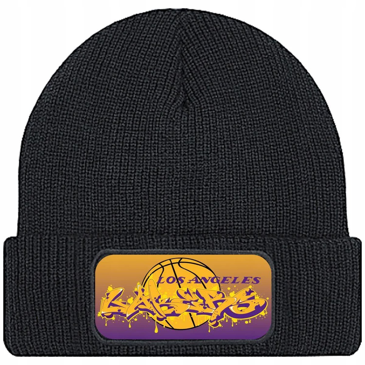 Czapka Jesienna Bawełniana ZIMOWA Czarna Beanie LAKERS Wzory