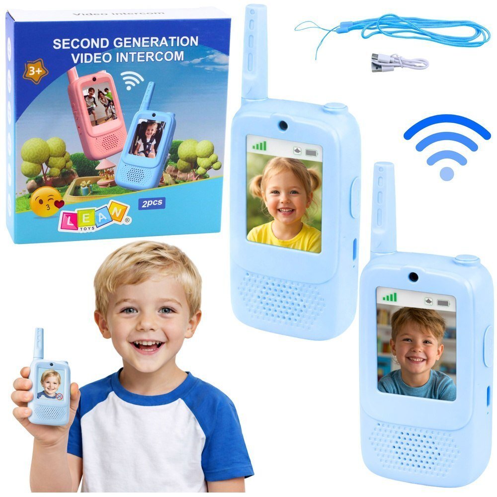 LeanToys Krótkofalówki Dla Dzieci Wideo Rozmowa Nagrywanie Aparat Niebieskie EDUKAMP