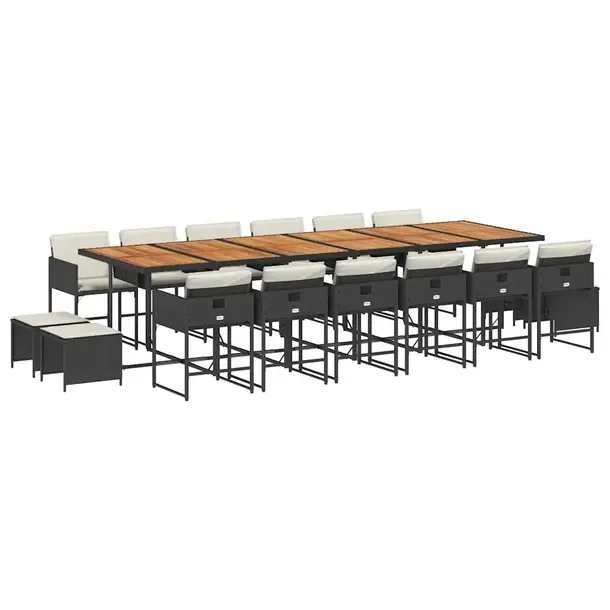 Zestaw mebli ogrodowych 330 x 106 x 73 cm, czarny i brązowy