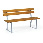 Wyposażenie miejsc publicznych - Ławka parkowa STANDARD z oparciem, ocynkowana, 1500 mm, limba - miniaturka - grafika 1