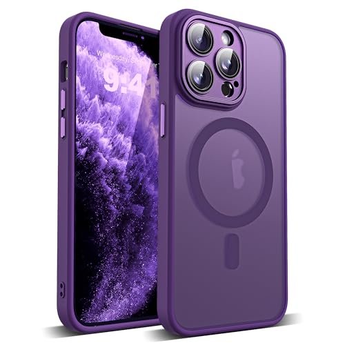 YEMORAN Kompatybilne z iPhone 11 Pro, półprzezroczyste, magnetyczne etui na telefon 11 Pro, kompatybilne z Mag-Safe, świetne uczucie chwytu, pełna ochrona aparatu, fioletowe