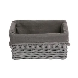 Koszyk szary z pomponami 30 x 21 x 13 cm szary - Pozostałe akcesoria do uprawy roślin - miniaturka - grafika 1