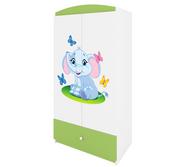 Szafy i szafki dla dzieci - Szafa dwudrzwiowa do pokoju dziecka, Babydreams, 90 cm, słonik, zielona - miniaturka - grafika 1