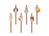 Słomki do napojów - Słomki urodzinowe Leśni przyjaciele - 6 szt. - miniaturka - grafika 1