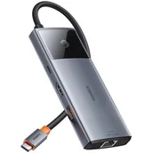 Adaptery i przejściówki - 6w1 HUB Adapter USB-C do USB-A / USB-C / PD / HDMI / RJ-45 czarny - miniaturka - grafika 1