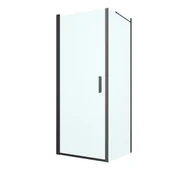 Kabiny prysznicowe - Oltens Rinnan kabina prysznicowa 80x80 cm kwadratowa drzwi ze ścianką czarny mat/szkło przezroczyste 20013300 - miniaturka - grafika 1