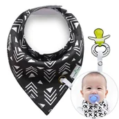 Śliniaki i fartuszki - Chusta / śliniak z zawieszką na smoczek- czarna - miniaturka - grafika 1