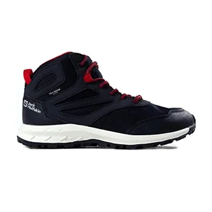 Jack Wolfskin WOODLAND TEXAPORE MID K buty do chodzenia Unisex - dzieci , night Niebieski / Czerwony , 40 EU - Buty dla chłopców - miniaturka - grafika 1