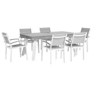 Beliani Zestaw ogrodowy stół 6 krzeseł szary PERETA - Fotele i krzesła ogrodowe - miniaturka - grafika 1