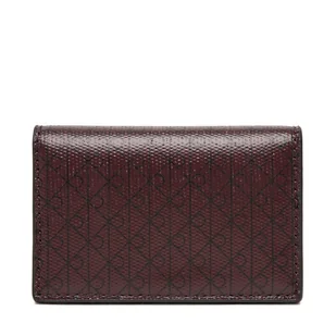 Mały Portfel Damski Calvin Klein Emblem Aop Accordion Cardcase LV04F1083G Bordowy - Portfele - miniaturka - grafika 1