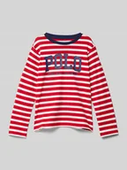 Koszulki dla chłopców - Bluzka z długim rękawem i nadrukiem z logo - miniaturka - grafika 1