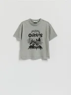 Koszulki i topy damskie - Reserved - T-shirt Oasis - ciemnoszary - miniaturka - grafika 1