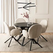 Stoły - Stół Okrągły Rozkładany LUKAS 100-250 cm Czarny Nowoczesny Loft - miniaturka - grafika 1