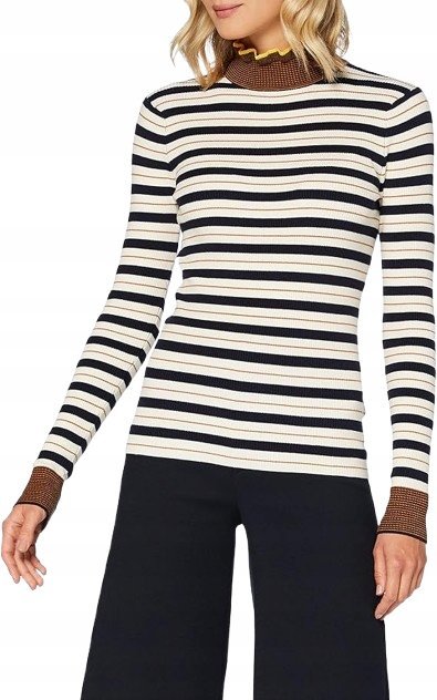 SCOTCH SODA SWETER DAMSKI PÓŁGOLF W PASKI Z FALBANKĄ M J7A