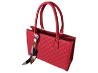 Torebki damskie - Torba Shopper Pikowana Torebka Damska Listonoszka Miejska, Czerwony - miniaturka - grafika 1