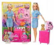 Lalki dla dziewczynek - Barbie lalka z pieskiem w podróży FWV25 Dreamhouse - miniaturka - grafika 1