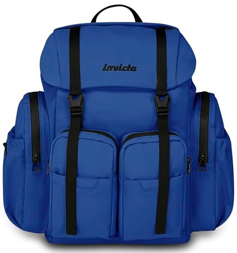 Invicta Plecak rekreacyjny Monviso X, niebieski, jednokomorowy z kieszenią 14-calową, kieszenią na butelkę i wzmocnionym dnem, pojemny i wszechstronny plecak o pojemności 29 l do wypoczynku i podróży,