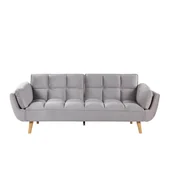 Sofy i kanapy - Shumee Shumee Sofa rozkładana welurowa szara ASBY 231642 - miniaturka - grafika 1