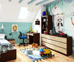 REGAŁ BIUROWY R 60 cm CLP 3 SZUFLADY 2 PÓŁKI WENGE / SONOMA - Regały biurowe - miniaturka - grafika 6