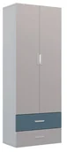 Szafy i szafki dla dzieci - Dwudrzwiowa szafa z półkami i drążkiem kaszmir + niebieski A8-A19 - miniaturka - grafika 1