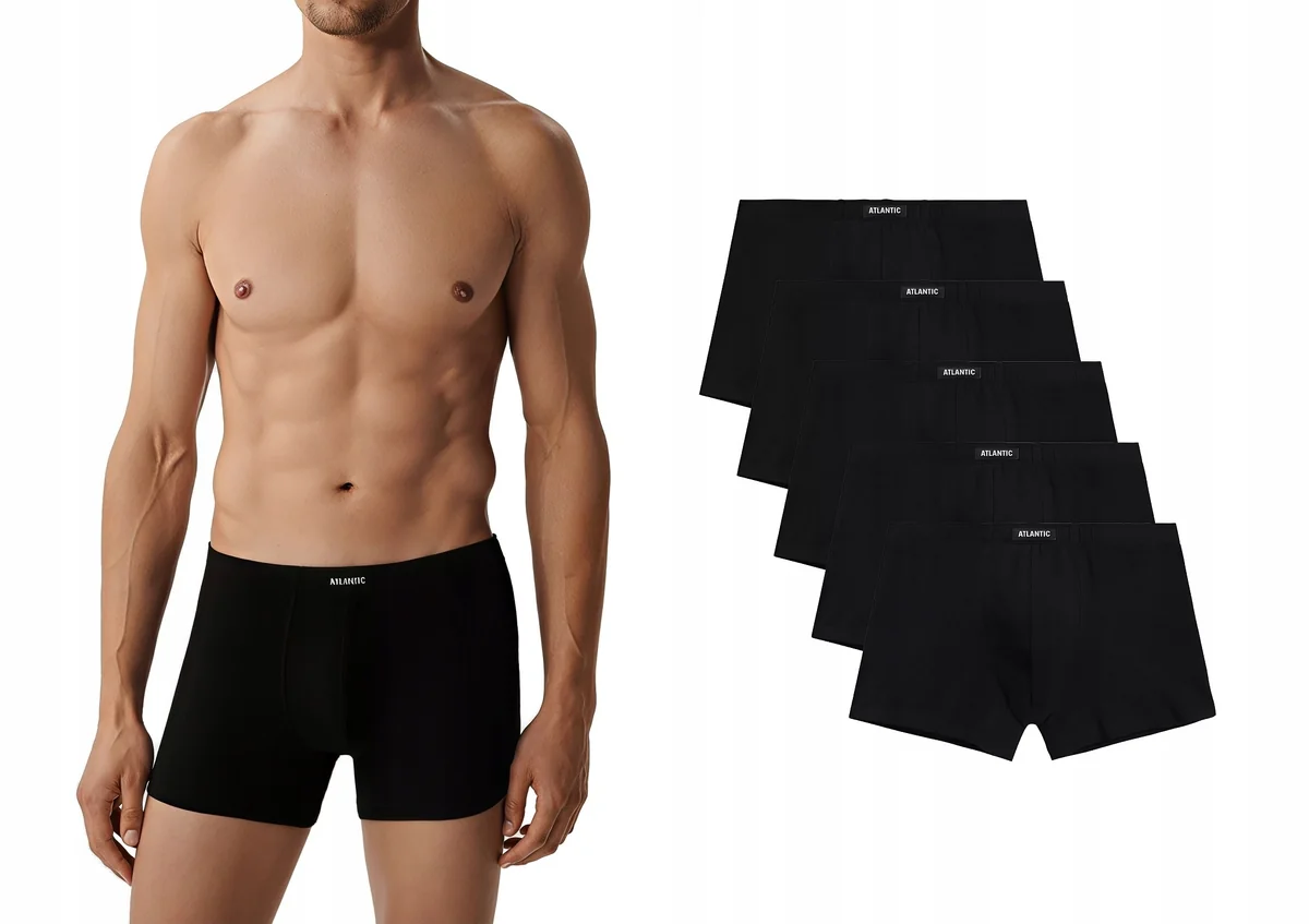 ATLANTIC Bokserki męskie sportowe bawełna 5BMH-007 czarne 5-PACK XXL