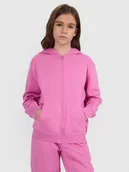 Bluzy dla dziewczynek - 4F Bluza dresowa rozpinana z kapturem dziewczęca - różowa 134 (8-9 lat) - miniaturka - grafika 1