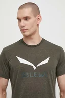Koszulki męskie - Salewa t-shirt sportowy Solidlogo kolor zielony z nadrukiem - miniaturka - grafika 1