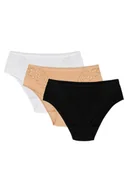 Majtki damskie - Wol-Bar eco-ga 3-pak beżowy-biały-czarny 2xl majtki figi - miniaturka - grafika 1