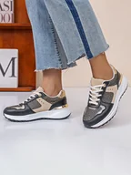 Trampki damskie - Sixth Sens Sneakersy w kolorze czarno-beżowo-złotym - miniaturka - grafika 1
