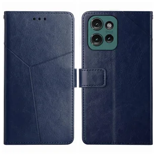 Skórzane etui na telefon z klapką do Motorola Edge 50 Neo Niebieski - Etui i futerały do telefonów - miniaturka - grafika 1