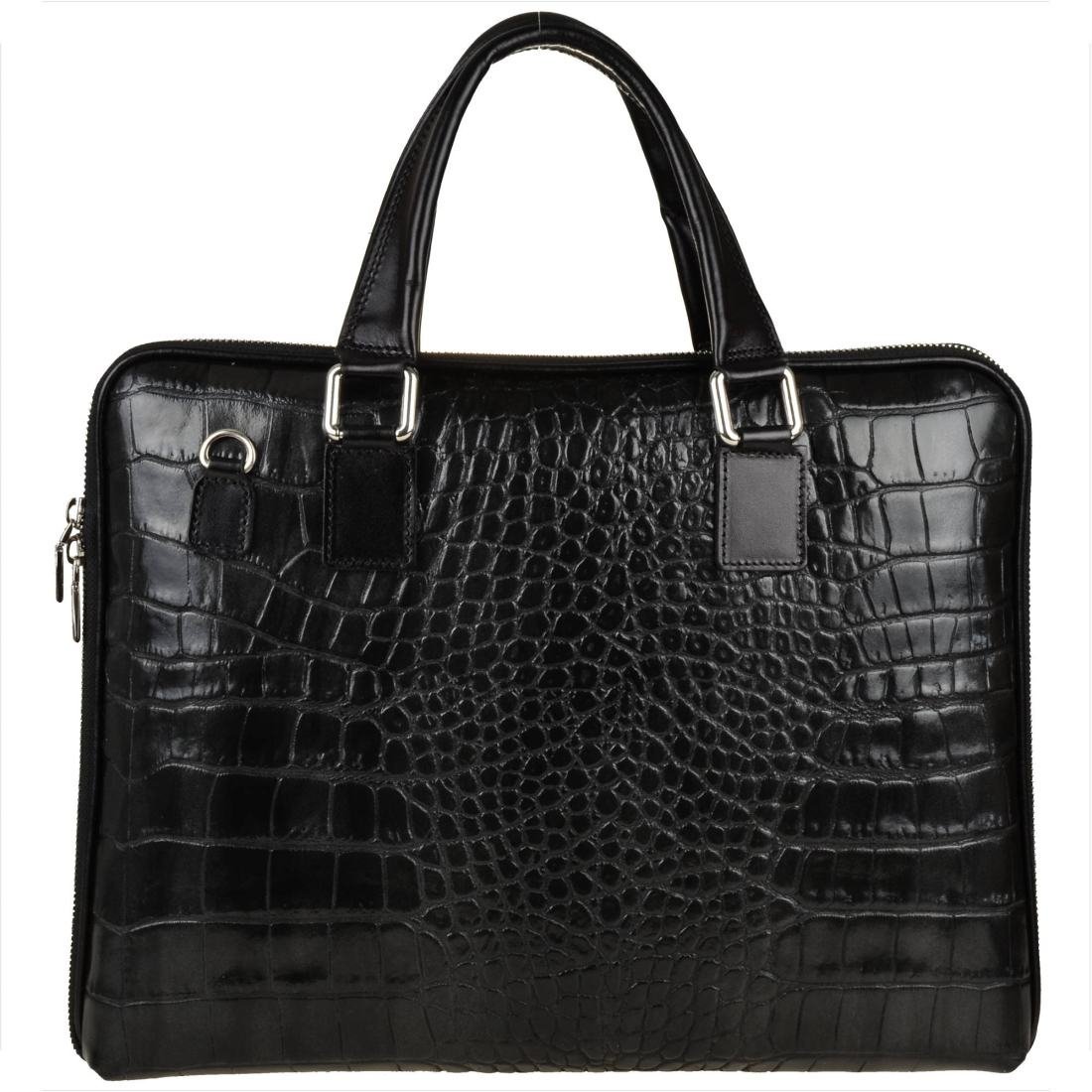 Elegancka aktówka damska skórzana XL czarna wzór aligatora