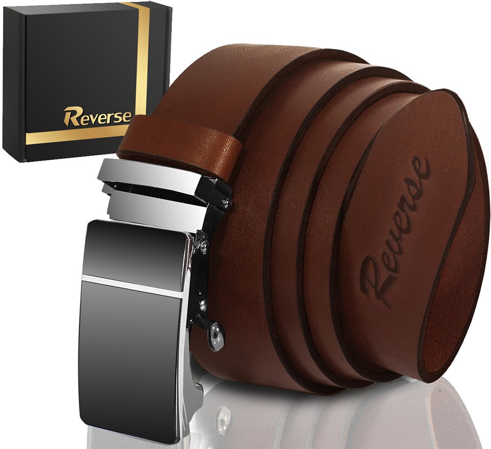 REVERSE PASEK SKÓRZANY MĘSKI DO SPODNI AUTOMAT BRĄZOWY SKÓRA NATURALNA 90