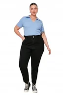 Spodnie damskie - TRENDYOL CZARNE JEANSY MOM JEANS Z PRZETARCIAMI PLUS SIZE 48 5_A - miniaturka - grafika 1