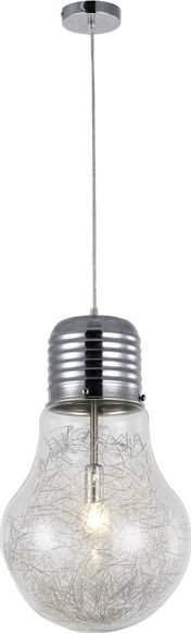 Lampa wisząca Zumaline 1*E27 MAX 60W GLASS METAL WIRE INSIDE CHROME CANOPY