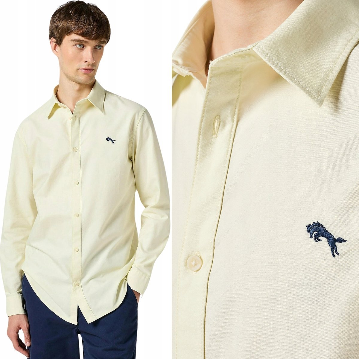 Wrangler OXFORD SHIRT Yellow Oxford BAWEŁNIANA ŻÓŁTA KOSZULA REGULAR M