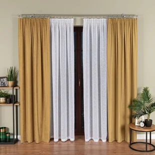 Gotowa firanka do salonu z etaminy na taśmie kolor biały rozmiar 140x250 cm - Firany - miniaturka - grafika 1